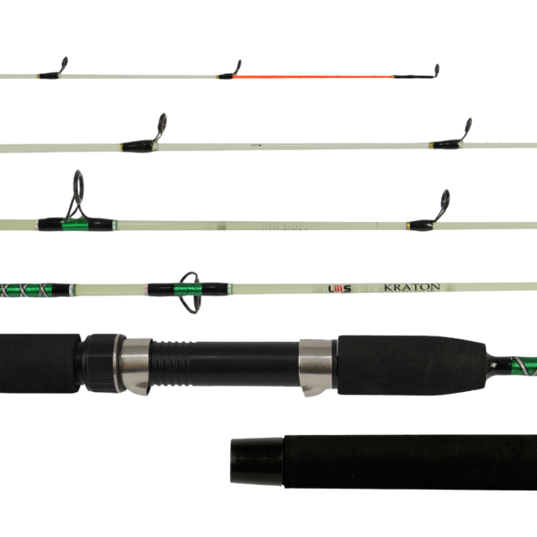 A Kraton possui sua estrutura do blank maciço em Fiberglass oferece durabilidade excepcional contra tração, flexão e impacto, assegurando uma experiência de pesca robusta e confiável.