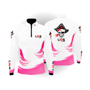 CAMISA DE PESCA FEMININA - LMS RODS ROSA E BRANCO